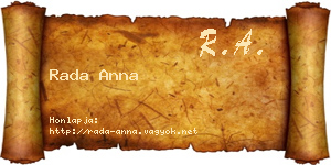 Rada Anna névjegykártya